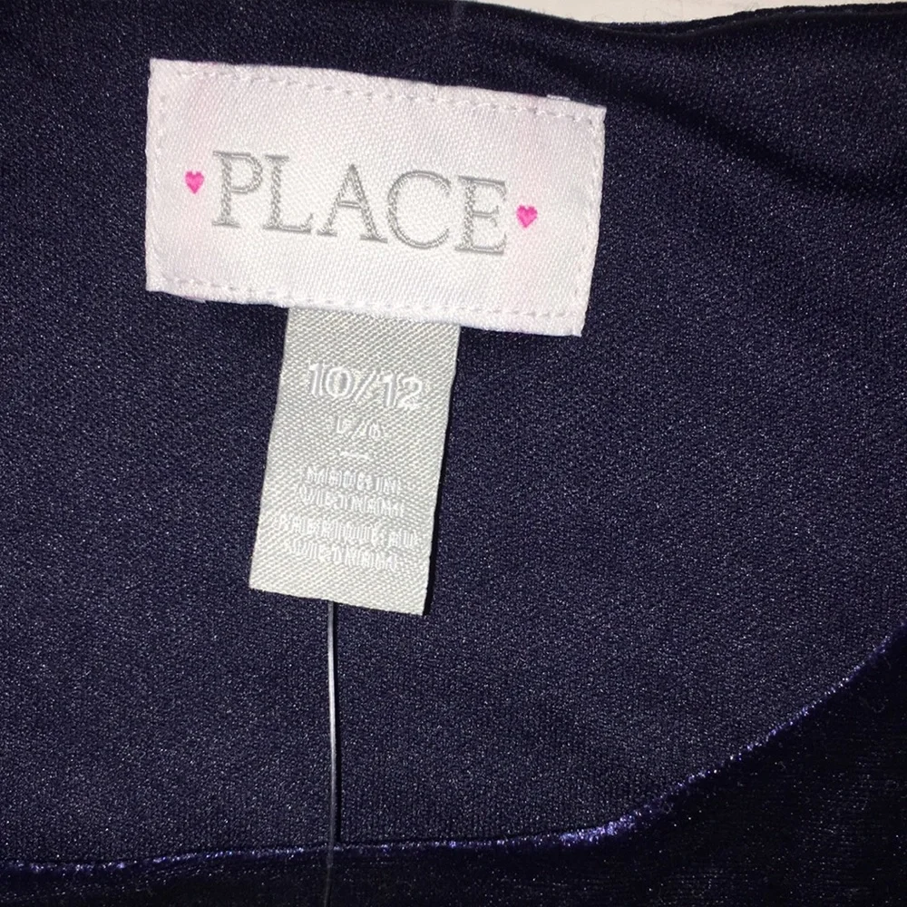 NWT The Children's Place Navy Velvet & Sparkle Tulle Party Dress | size 10/12